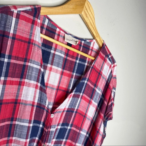 Target Universal Thread Plaid Tie Front Blouse Top Plus Size 0X - Picture 3 of 9